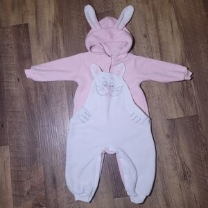 Vtg Plush Pink Bunny One Piece Bodysuit Easter Outfit/t142